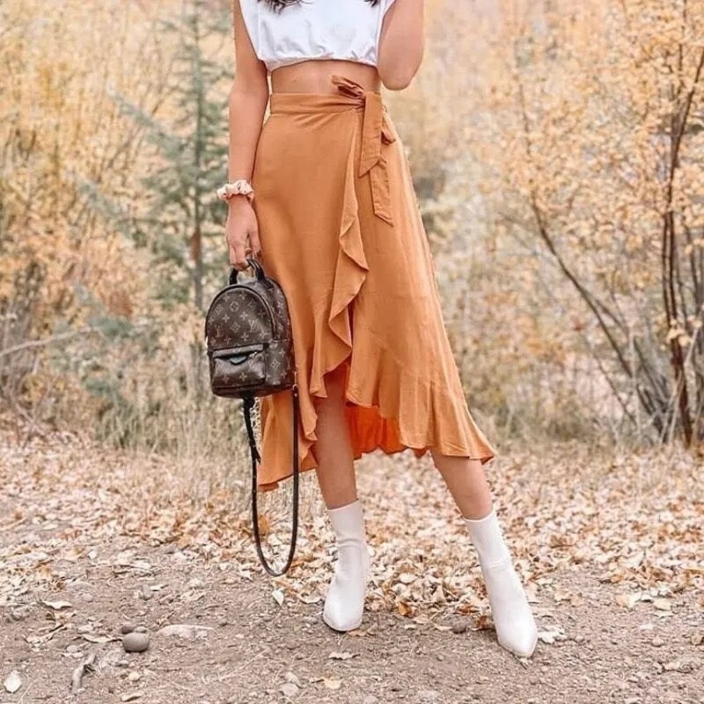 🌼NWT | Sz 8 | Petal & Pup Asymmetrical Burnt Orange Skirt Flowy Costal Cowgirl